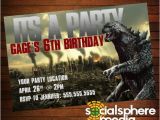 Godzilla Birthday Card Godzilla Birthday Party Invitation