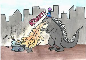 Godzilla Birthday Card Godzilla Vs Birthday Cake Card Jj 2012 by Masterkrypton