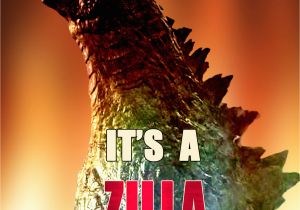 Godzilla Birthday Card Zilla Personalized Birthday Invitation 2 Sided Birthday