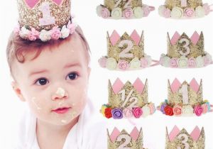 Gold Birthday Girl Tiara 2017 Flower Crown Newborn Headband Gold Birthday Crown