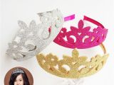 Gold Birthday Girl Tiara New Lovely Princess Crown Headband Glitter Felt Vintage