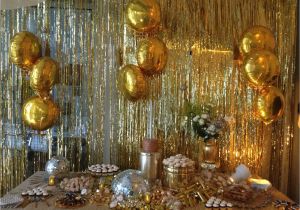 Gold Birthday Party Decorations Dough and Batter 50th solid Gold Disco Party Dessert Bar