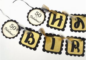 Gold Happy 70th Birthday Banner Black and Gold Glitter Happy Birthday Party Banner with Raised