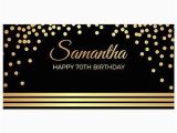 Gold Happy 70th Birthday Banner Elegant Gold and Black 70th Birthday Banner Party Backdrop