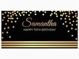 Gold Happy 70th Birthday Banner Elegant Gold and Black 70th Birthday Banner Party Backdrop