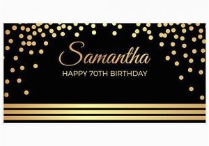 Gold Happy 70th Birthday Banner Elegant Gold and Black 70th Birthday Banner Party Backdrop
