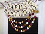 Gold Happy 70th Birthday Banner Gold Wine Happy 100th Birthday Banner Garland Adult