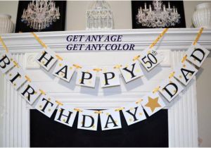 Gold Happy 70th Birthday Banner Happy Birthday Dad Banner 50th Birthday Banner Gold Birthday