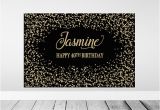 Gold Happy Birthday Banner Australia Black and Gold Backdrop Black and Gold Birthday Backdrop