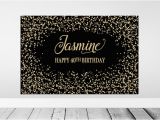 Gold Happy Birthday Banner Australia Black and Gold Backdrop Black and Gold Birthday Backdrop