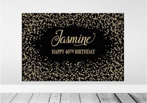 Gold Happy Birthday Banner Australia Black and Gold Backdrop Black and Gold Birthday Backdrop