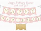 Gold Happy Birthday Banner Australia Pink and Gold Happy Birthday Banner Pink and Gold Etsy