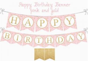 Gold Happy Birthday Banner Australia Pink and Gold Happy Birthday Banner Pink and Gold Etsy