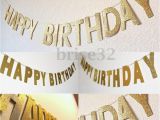 Gold Happy Birthday Banner Uk 3m Gold Glitter Banner Happy Birthday Bunting Home Party