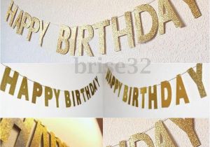 Gold Happy Birthday Banner Uk 3m Gold Glitter Banner Happy Birthday Bunting Home Party