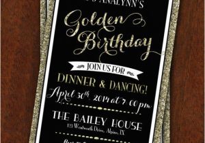 Golden Birthday Invitation Wording Golden Birthday Party Invitation Gold Black 30th Birthday