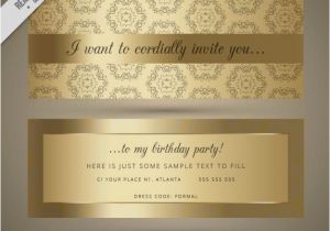 Golden Birthday Invitation Wording ornamental Golden Birthday Invitation Vector Free Download