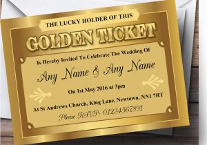 Golden Ticket Birthday Invitation Golden Ticket Personalised Wedding Invitations Ebay