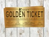 Golden Ticket Birthday Invitation Willy Wonka Birthday Golden Ticket Birthday Invitation
