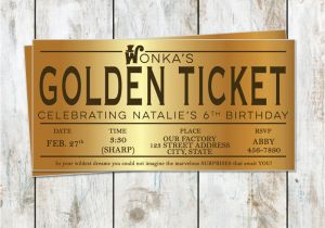 Golden Ticket Birthday Invitation Willy Wonka Birthday Golden Ticket Birthday Invitation