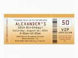 Golden Ticket Birthday Party Invitations 50th Birthday Party Invitation Golden Ticket 4 Quot X 9 25