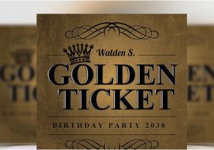 Golden Ticket Birthday Party Invitations Golden Ticket Birthday Invitation Flyer Templates On