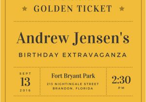 Golden Ticket Birthday Party Invitations Vintage Invitation Templates Canva