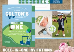 Golf themed Birthday Party Invitations Hole In One Golf Birthday Invitations Golf Ball Golf Cart
