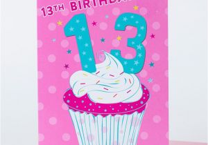 Granddaughter 13th Birthday Card 13th Birthday Card Happy Birthday Cupcake Only 29p