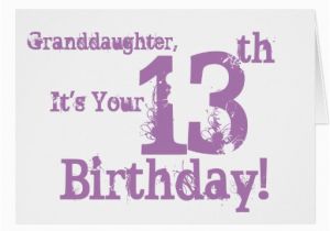 Granddaughter 13th Birthday Card Granddaughter 39 S 13th Birthday In Purple Card Zazzle