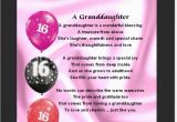 Granddaughter 16th Birthday Cards Personalised Mounted Poem Print 16th Birthday Design