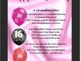 Granddaughter 16th Birthday Cards Personalised Mounted Poem Print 16th Birthday Design