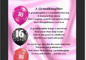 Granddaughter 16th Birthday Cards Personalised Mounted Poem Print 16th Birthday Design