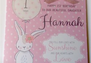 Granddaughter First Birthday Card Personalised Personalised Bunny 1st Birthday Card Daughter