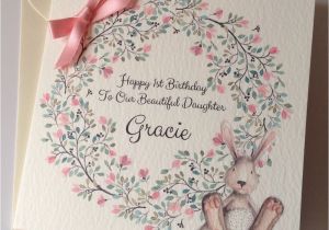 Granddaughter First Birthday Card Personalised Personalised Watercolour Bunny 1st Birthday Card Daughter