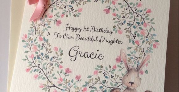 Granddaughter First Birthday Card Personalised Personalised Watercolour Bunny 1st Birthday Card Daughter