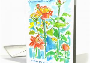 Granddaughter In Law Birthday Card Happy Birthday Granddaughter In Law orange Roses