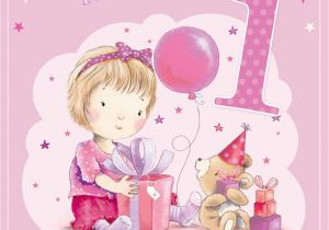 Granddaughters 1st Birthday Card Great Granddaughter 1st 1 today Little Girl Bear with