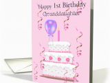 Granddaughters 1st Birthday Card Happy 1st Birthday Granddaughter Cake Balloons