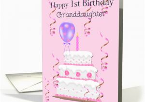 Granddaughters 1st Birthday Card Happy 1st Birthday Granddaughter Cake Balloons