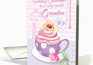 Grandma 90th Birthday Card Grandma 90th Birthday Lilac Cup Of Cupcake Card 1296824