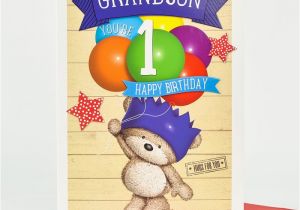 Grandson First Birthday Card Hugs 1st Birthday Card Grandson Balloons Only 1 49