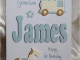Grandson First Birthday Card Personalised Handmade 1st 2nd 3rd Etc Birthday Card son