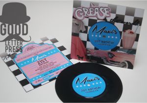 Grease Birthday Invitations Funky Invitation Good Letter Press