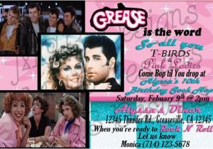 Grease Birthday Invitations Set Of 8 Grease Inspired Birthday Invitations or Set Of 8