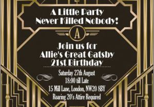 Great Gatsby Birthday Card 10 X Great Gatsby Personalised Birthday Party Invitations