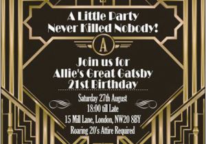 Great Gatsby Birthday Card 10 X Great Gatsby Personalised Birthday Party Invitations