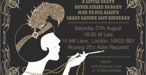 Great Gatsby Birthday Card 10 X Great Gatsby Personalised Birthday Party Invitations