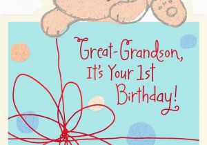 Great Grandson 1st Birthday Card Baby Bear 1st Birthday Card for Great Grandson Greeting