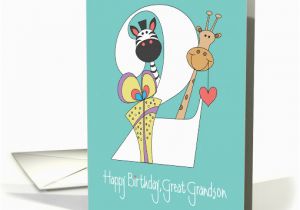 Great Grandson 2nd Birthday Card 2nd Birthday for Great Grandson Two with Zebra and